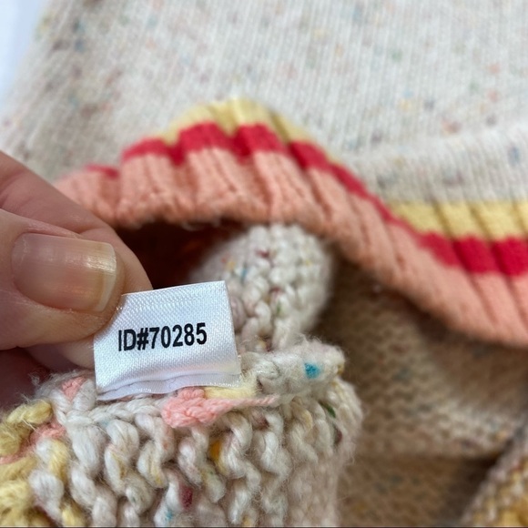 Loft Sweater Cream Red Yellow Peach Medium Color Block Stripe Cotton Blend - Picture 5 of 8